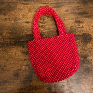Red beaded mini handbag